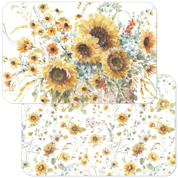 ! 4 Plastic Country Reversible Placemat Sunflowers Forever